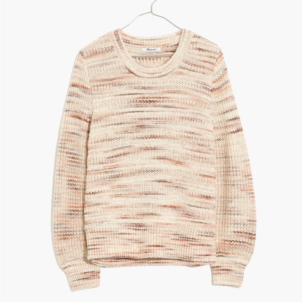 Madewell Space-Dyed Canton Pullover Sweater Striped Cream Beige Pink Orange S